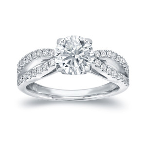 Split Shank Round White Gold Ring with 1 1/4ct TDW by Yaffie - Perfect for Engagements!