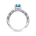 Engage in Style with Yaffie White Gold Blue and White Diamond Ring, Totaling 1 1/4 Carat Weight