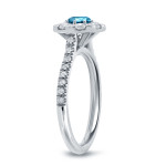 White Gold Yaffie Engagement Ring with a Dazzling 1 1/6ct Total Diamond Weight Blue and White Halo