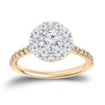 Sparkling Yaffie Engagement Ring with 1.16ct TDW Diamond Cluster