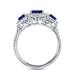 Sparkling Blue Sapphire and Diamond Halo Ring in White Gold, 2.25ct Total Weight