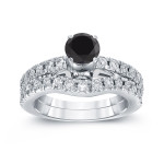 Yaffie ™ Unique Creation: The 1 3/4ct TDW Black Diamond Ring Set in White Gold