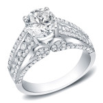 Stunningly Certified - Yaffie White Gold 1 3/4ct TDW Round Diamond Engagement Ring