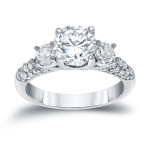 Certified Round Diamond Engagement Ring with 1 3/4ct TDW, elegantly crafted by Yaffie in White Gold.