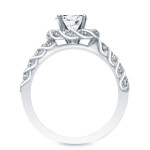 Certified 1.6ct TDW White Gold Diamond Bridal Ring Set with Rope Style Halo