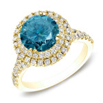 Blue Round Diamond Ring with 1 5/8ct TDW in Yaffie White Gold