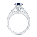 White Gold Bridal Ring Set with Blue Sapphire and Diamond Sparkle (0.5ct & 0.8ct) by Yaffie