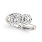 Sparkling Yaffie 2-Stone Round Cut Diamond Halo Ring in White Gold, 1/2ct Total Diamond Weight