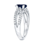 Blue Sapphire & Diamond White Gold Ring - 1ct and 1/3ct TDW