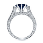 Yaffie Bridal Ring Set with Blue Sapphire & Round Diamond in White Gold (1ct each)