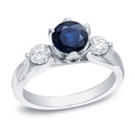 Blue Sapphire and Diamond Three-stone Engagement Ring – a Yaffie Original