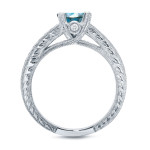 Bridal Ring Set with Blue Diamond and White Gold by Yaffie, 1ct TDW