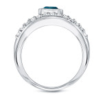 Blue and White Bezel Diamond Ring - Yaffie White Gold with 1ct TDW