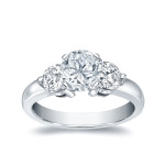 3 Sparkling Diamonds Engagement Ring in White Gold - Yaffie 1ct TDW