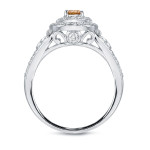 Intense Yellow Round Diamond Engagement Ring with 1ct TDW and White Gold by Yaffie.