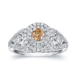 Yaffie 1ct TDW Natural Fancy Intense Yellow Round Diamond Engagement Ring in White Gold