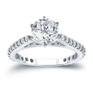 Sparkling Yaffie Diamond Engagement Ring with 1ct TDW Round-Cut White Gold Shine