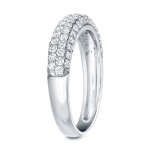 Multi-Row Pave Diamond Ring with 1ct TDW Round Cut Diamonds in White Gold by Yaffie