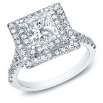 Certified Princess-cut Diamond Ring by Yaffie, adorned with 2 1/2ct of White Gold Brilliance