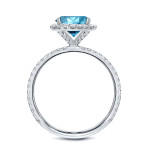 Blue Diamond Halo Engagement Ring with 2 3/5ct TDW in Yaffie White Gold