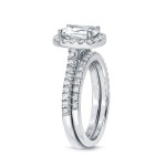 Certified Cushion-cut Diamond Bridal Ring Set in Yaffie White Gold, Featuring 2ct TDW
