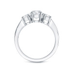 Certified Oval Diamond Three-Stone Engagement Ring with 2ct TDW in Yaffie White Gold