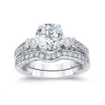 Certified Round Diamond Bridal Ring Set with 2ct TDW in Yaffie White Gold