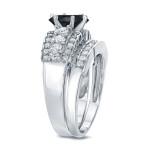 Yaffie ™ Custom Black Diamond Bridal Ring Set in 2ct TDW Round Cut White Gold
