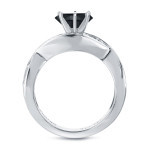 Yaffie White Gold Bridal Ring Set with 2ct TDW Round Cut Black Diamond - Tailored Just for You!