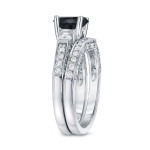 Black Diamond Bridal Ring Set with 2ct TDW Round-Cut in Custom White Gold by Yaffie ™