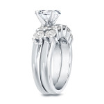 Certified Round-cut Diamond Bridal Ring Set with 3 1/2ct TDW in White Gold by Yaffie