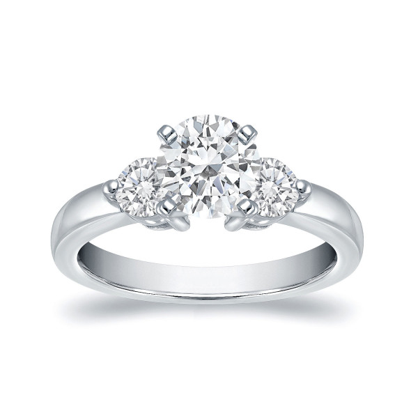 Stunning Yaffie White Gold 3 Stone Round Engagement Ring with 3/4ct TDW