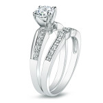 Certified Round-cut Diamond Bridal Ring Set - Yaffie White Gold, 3/4ct TDW.