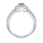 Pink Halo Diamond Engagement Ring with 3/4ct TDW Natural Fancy White Gold by Yaffie.