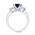White Gold 3-Stone Ring with 3/5ct Blue Sapphire and 2/5ct Diamonds by Yaffie