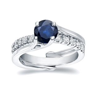 Sapphire & Diamond Bridal Ring Set with 3/5ct Blue Gem & 2/5ct Sparkle