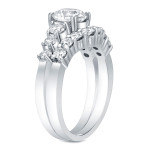 Certified Round-Cut Diamond Bridal Ring Set with 3ct TDW in Yaffie White Gold