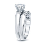 Certified Round-cut Diamond Bridal Ring Set with 3ct TDW in Enchanting White Gold by Yaffie.