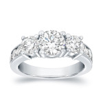 White Gold 9-Stone Round Diamond Ring with a Stunning 3ct TDW by Yaffie