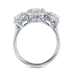 Certified Cushion Cut Diamond Halo Engagement Ring in White Gold with 3 Stones and 4.4ct Total Diamond Weight