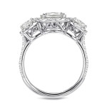 Certified Cushion Cut Diamond Halo 3-Stone Engagement Ring - Yaffie White Gold 4 2/5ct TDW