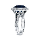 Blue Sapphire and Diamond Ring with 5 Carat White Gold and 0.75 Carat TDW