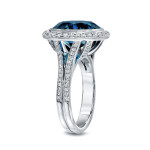 Blue Halo Diamond Engagement Ring with White Gold Band by Yaffie, 6.75ct TDW
