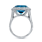 Blue Halo Diamond Engagement Ring with White Gold Band by Yaffie, 6.75ct TDW