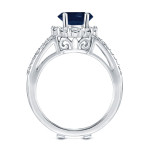 Blue Sapphire & Diamond Bridal Ring Set with a 7/8ct White Gold Sparkle by Yaffie