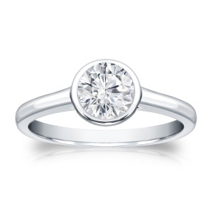 Bezel Diamond Engagement Ring with 1/2ct TDW Round Solitaire by Yaffie Gold