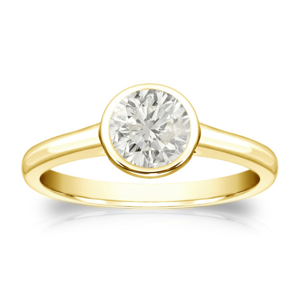 Golden Yaffie Diamond Solitaire Ring with 1/2ct TDW and a Classic Bezel Setting for Engagement