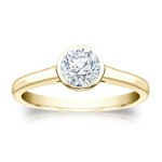 Round-Cut Diamond Bezel Solitaire Engagement Ring - Yaffie Gold 1/2 Carat TDW