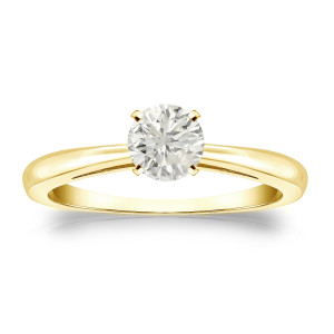 Luxurious Yaffie 1/3ct TDW Solitaire Engagement Ring featuring a Brilliant Round Diamond in Gold.