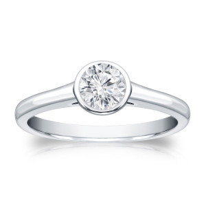 Yaffie Gold Elegant Round-cut 1/3ct TDW Diamond Engagement Ring with Bezel Setting